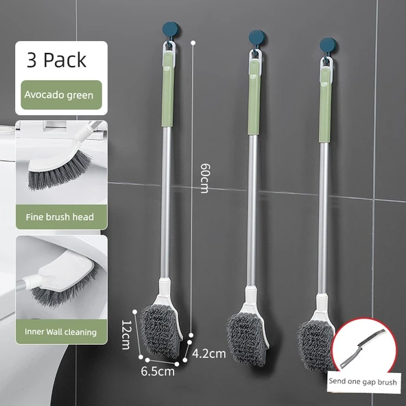 Köşe Temizleme Fırçası - Uzun Saplı - Avokado Yeşili 3'lü Set + Aralık Fırçası