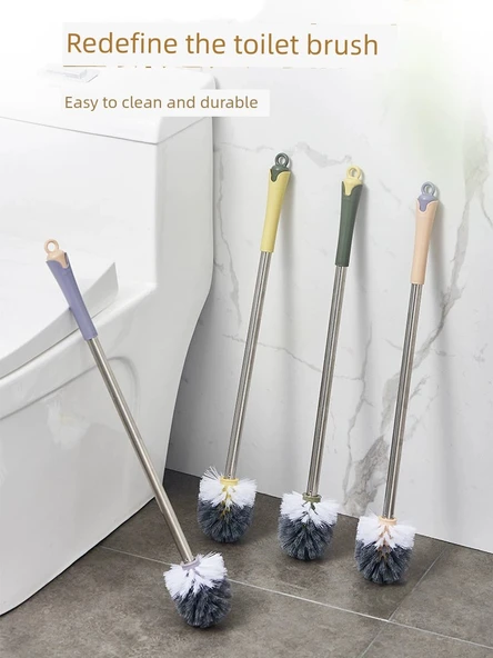 Duvara Monte Uzun Saplı Tuvalet Fırçası Seti - Kare Pembe 2'li Paket - Resim 2