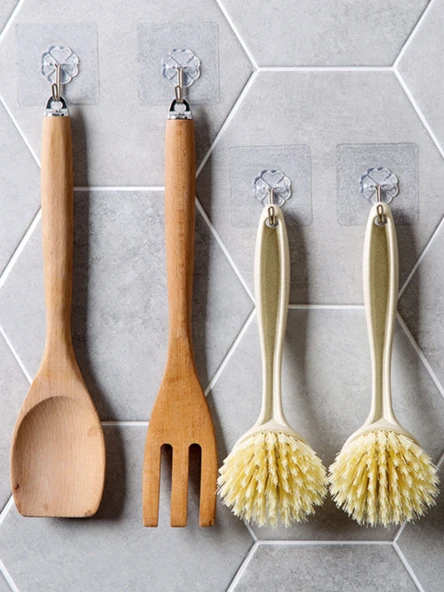 Mutfak Lavabo Ocak Bulaşık Fırçası - Tencere Fırçası 1'li Paket + L Mavi Eldiven + Siyah Kavisli Kürek - Resim 5