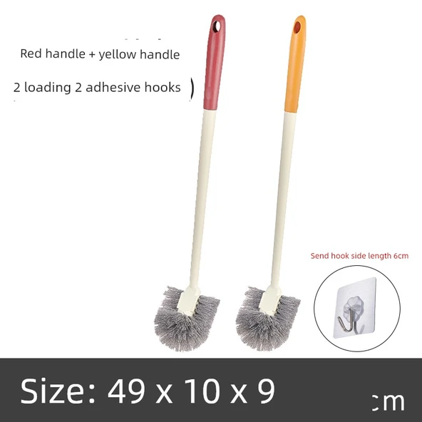 Yumuşak Kıllı Asılabilir Klozet Fırçası - Kırmızı + Sarı + 2 Kanca