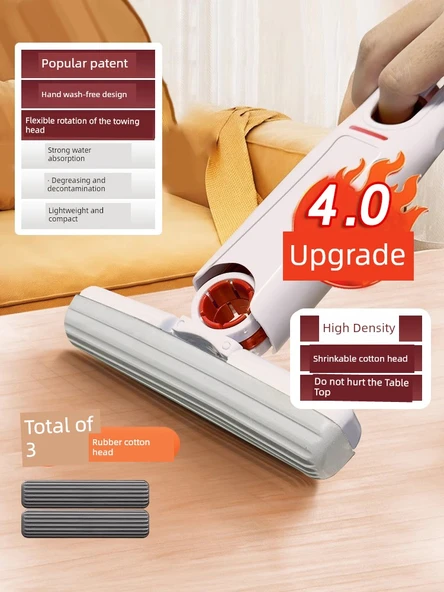 Mini Masaüstü Mop - Geliştirilmiş 1 Mini Mop + 3 Pamuk Başlık