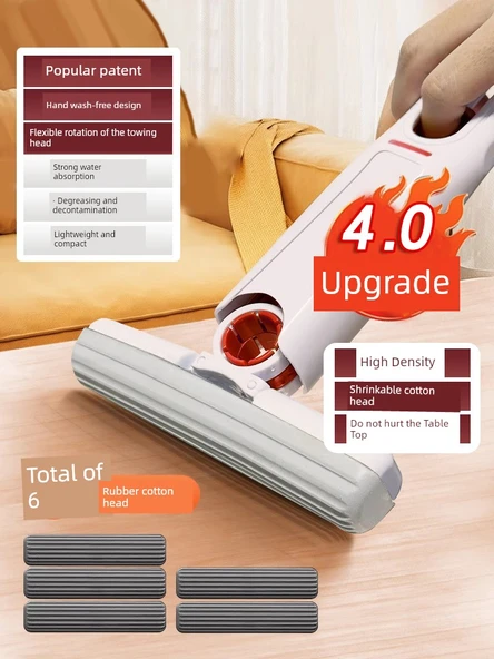 Mini Masaüstü Mop - Geliştirilmiş 1 Mini Mop + 6 Pamuk Başlık