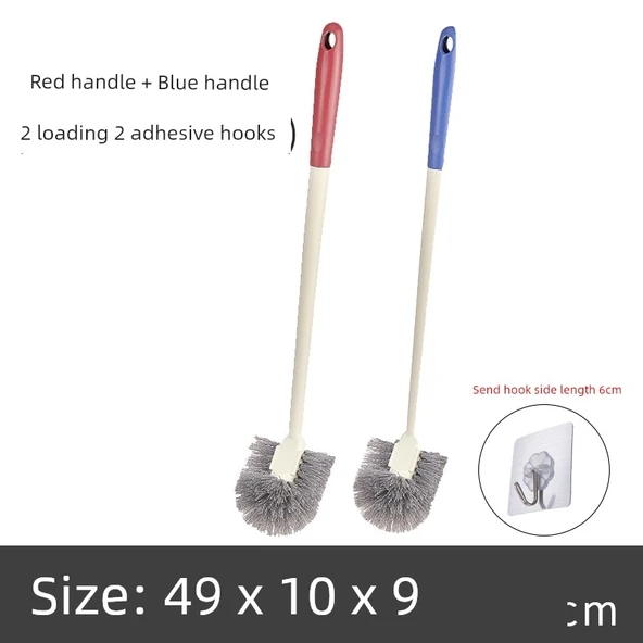 Yumuşak Kıllı Asılabilir Klozet Fırçası - Kırmızı + Mavi + 2 Kanca