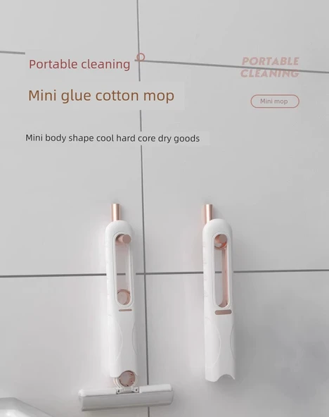 Mini Masaüstü Mop - Geliştirilmiş 1 Mini Mop + 3 Pamuk Başlık - 8
