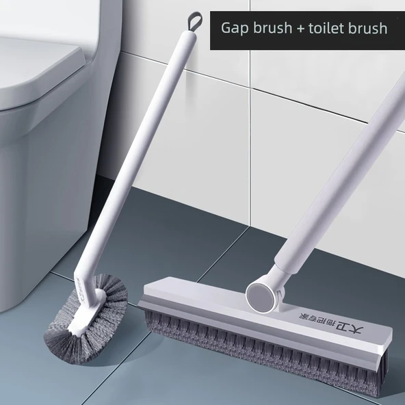 S Tipi Klozet Fırçası + V Tipi Aralık Fırçası Banyo Seti