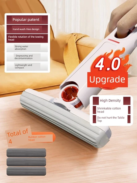 Mini Masaüstü Mop - Geliştirilmiş 1 Mini Mop + 4 Pamuk Başlık