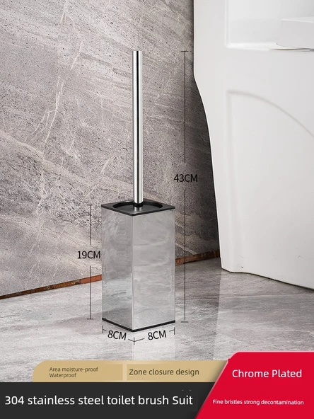 Kare Paslanmaz Çelik Tuvalet Fırçası - Kaplama - Orta Saplı
