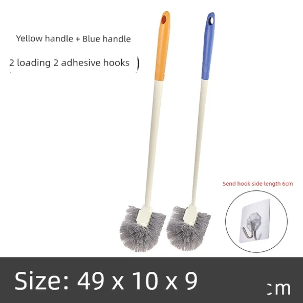 Yumuşak Kıllı Asılabilir Klozet Fırçası - Sarı + Mavi + 2 Kanca