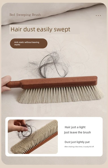 At Kılı Yün Yatak Fırçası - Sandal Ağacı Rengi - Büyük Yatak Fırçası + Küçük Boy Toz Fırçası - 8