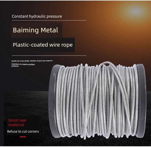 304 Paslanmaz Çelik Plastik Kaplı Çamaşır İpi - 2mm - 50 Metre - Resim 4