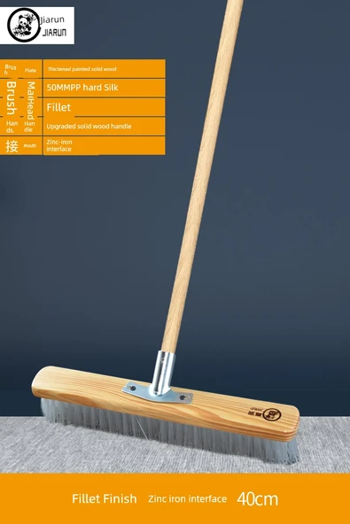 Masif Ahşap Yer Fırçası - Boyalı Küflü Çinko Demir Arayüz 40cm
