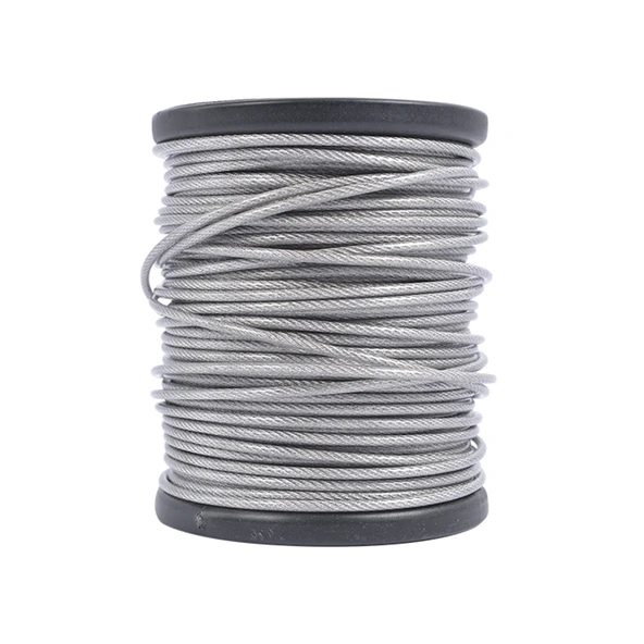 304 Paslanmaz Çelik Plastik Kaplı Çamaşır İpi - 2mm - 50 Metre - Resim 2