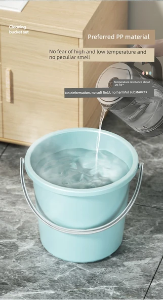 Büyük Boy Kova + Leğen + Kapak Seti - Beyaz - 12