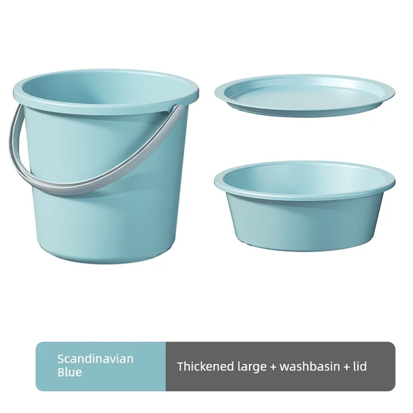 Büyük Boy Kova + Leğen + Kapak Seti - Mavi