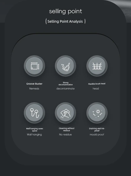 Kavisli Uzun Saplı Kauçuk Kaplı Yumuşak Yün Tuvalet Fırçası - Geliştirilmiş Gri [2 Adet] +2 Kanca - Resim 8