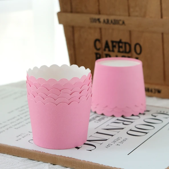 Tek Kullanımlık Tatlı Servis Kağıt Bardakları - Küçük Pembe