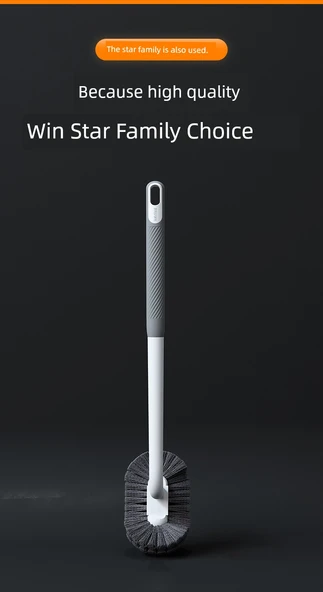 Kavisli Uzun Saplı Kauçuk Kaplı Yumuşak Yün Tuvalet Fırçası - Geliştirilmiş Gri [2 Adet] +2 Kanca - Resim 9