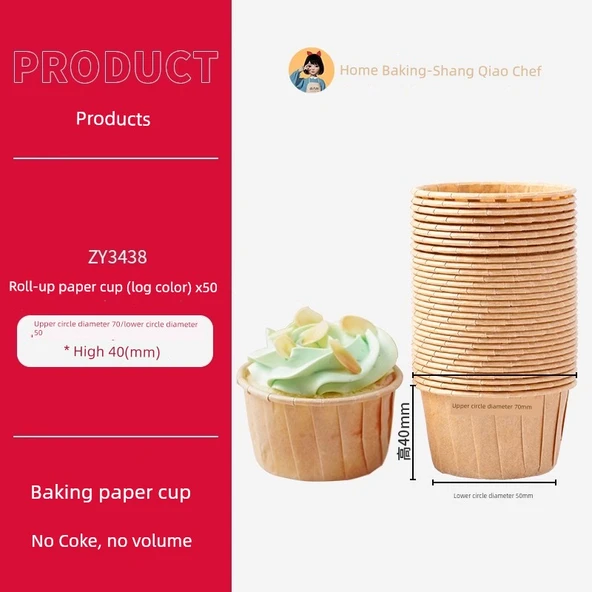 Muffin Kalıbı - Büyük (Kütük Renkli Rulo) Kalınlaştırılmış 50 Adet