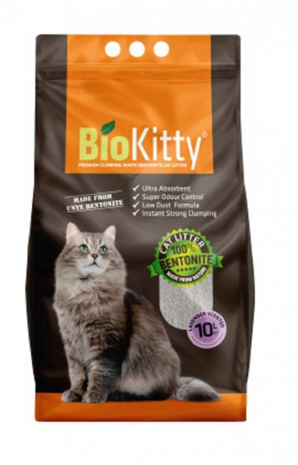 BioKitty Lavantalı Tozsuz İnce Taneli Topaklanan Kedi Kumu 10 Lt