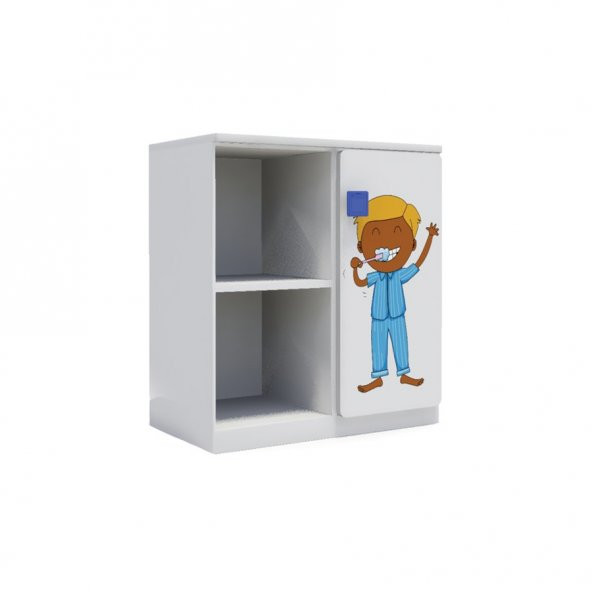 2 Raflı 1 Kapaklı Çocuk odası Anaokulu Kreş Dolap Meslek Temalı