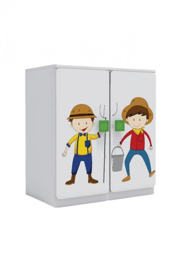 2 Kapaklı Çocuk odası Anaokulu Kreş Dolap Meslek Temalı - 3