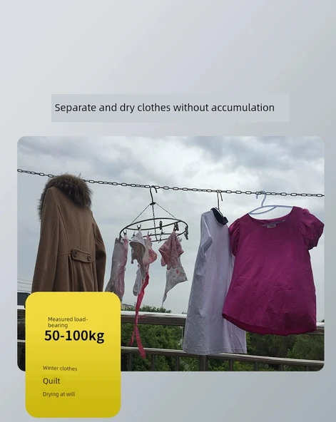 Ayarlanabilir Paslanmaz Çelik Çamaşır İpi Zinciri ve Aksesuarları - 4mm Kalınlık 15 Metre - 8