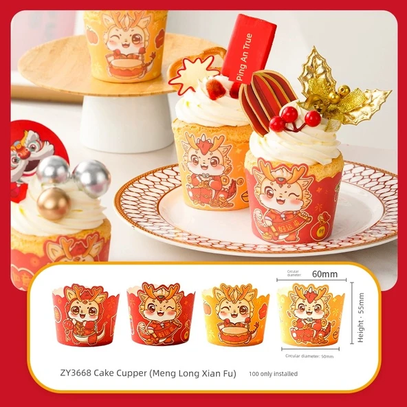 Muffin Kalıbı - Küçük Boy (3 Renk Kalın) Sevimli Kedi 100 Adet