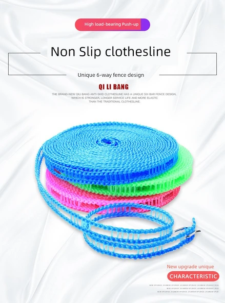 Kalınlaştırılmış Seyahat Tipi Çamaşır İpi - Pembe - 10 Metre - 7