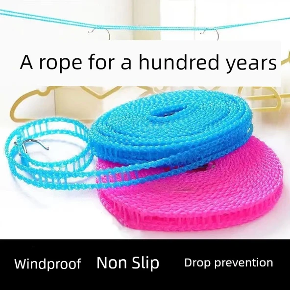 Kalınlaştırılmış Seyahat Tipi Çamaşır İpi - Pembe - 10 Metre - 4