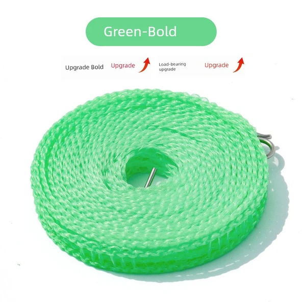 Kalınlaştırılmış Seyahat Tipi Çamaşır İpi - Yeşil - 3 Metre