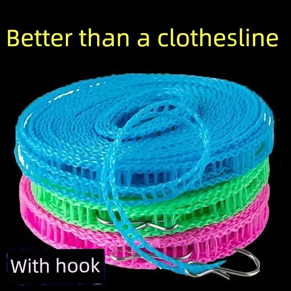 Kalınlaştırılmış Seyahat Tipi Çamaşır İpi - Pembe - 3 Metre - 3