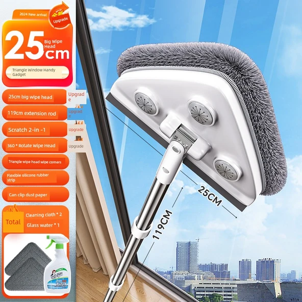 Cam Sileceği - 119cm Sap, 25cm Başlık ve Cam Suyu Dahil