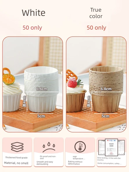 Beyaz ve Doğal Renkli Muffin Kağıdı - 100 Adet