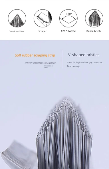 Yer Fırçası Tuvalet Fırçası - Bej (İki-in-Bir Arada Yer Fırçası) - Resim 8