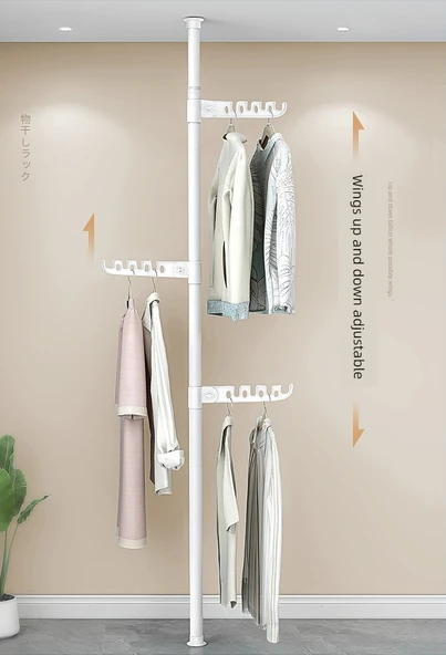İç Mekan Balkon Tipi Katlanabilir Çamaşır Kurutma Askısı - Siyah Çubuk + 5 Kanat - 10