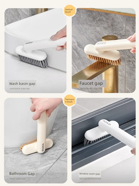 360° Döner Başlıklı Derz Temizleme Fırçası - Minimalist Beyaz 2'li Paket Klipsli - Resim 6