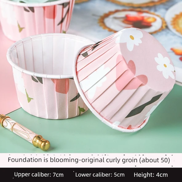 Çiçek Desenli Muffin Kağıdı - 50 Adet