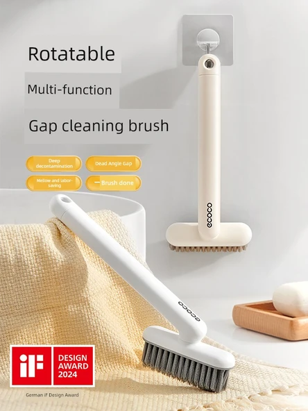 360° Döner Başlıklı Derz Temizleme Fırçası - Minimalist Beyaz 2'li Paket Klipsli - Resim 2