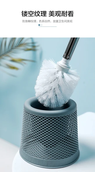 2'li Uzun Saplı Tuvalet Fırçası ve Haznesi - Açık Gri (Paslanmaz Çelik) - Resim 12