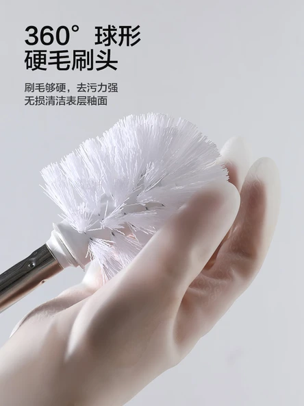 2'li Uzun Saplı Tuvalet Fırçası ve Haznesi - Açık Gri (Paslanmaz Çelik) - Resim 3