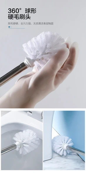 2'li Uzun Saplı Tuvalet Fırçası ve Haznesi - Açık Gri (Paslanmaz Çelik) - Resim 10