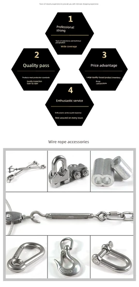 304 Paslanmaz Yumuşak Çelik Halat - 4mm (50 Metre, 4 Mengene) - Resim 4