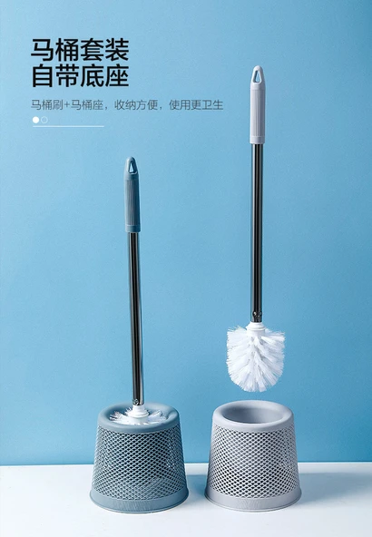 2'li Uzun Saplı Tuvalet Fırçası ve Haznesi - Açık Gri (Paslanmaz Çelik) - Resim 11