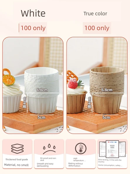 Beyaz ve Doğal Renkli Muffin Kağıdı - 200 Adet