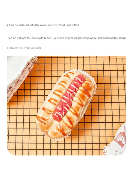 Yüksek Isıya Dayanıklı Yapışmaz Pişirme Kağıdı Ekmek Kek Kalıbı - Tekne Şekilli Ekmek Kağıdı Tutucu [50 adet] - Resim 5