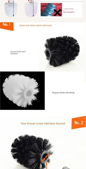 Yedek Tuvalet Fırçası Başlığı - Siyah - 3 Adet - Resim 6