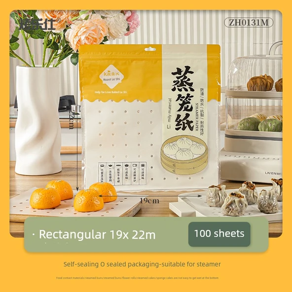 Dikdörtgen Yapışmaz Bambu Buharlama Kağıdı - 100 Adet 19x22cm