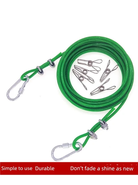 Plastik Kaplı Çelik Halat Çamaşır İpi - 5mm Tel - 20 Metre - 3