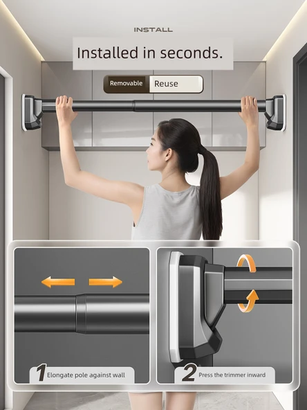 Ayarlanabilir Teleskopik Çamaşır Kurutma Askısı - Beyaz 3.3~4.0 m (120.00kg) - 5