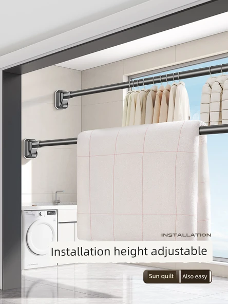 Ayarlanabilir Teleskopik Çamaşır Kurutma Askısı - Beyaz 2.4~3.1 m (160.00kg) - 3